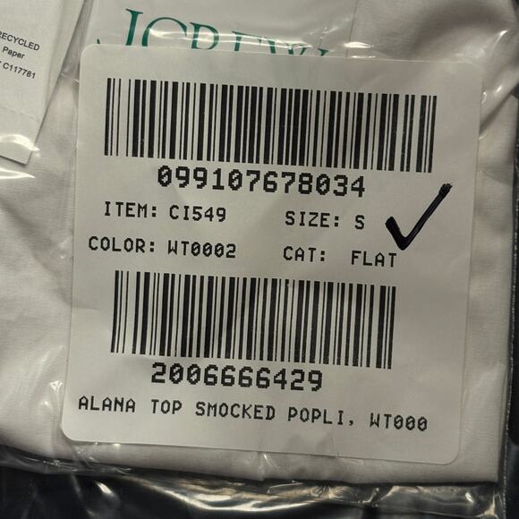 J Crew Hyacinth Smocked Top S White NWT Cotton Poplin Blouse Shirt CI549 J.Crew - Picture 4 of 4